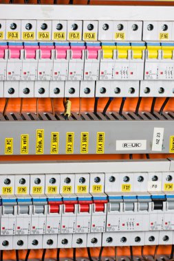 New control panel with static energy meters and circuit-breakers clipart