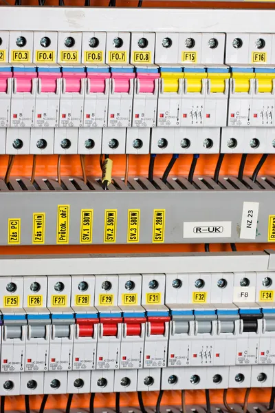 Novo Painel Controle Com Medidores Energia Estáticos Disjuntores — Fotografia de Stock