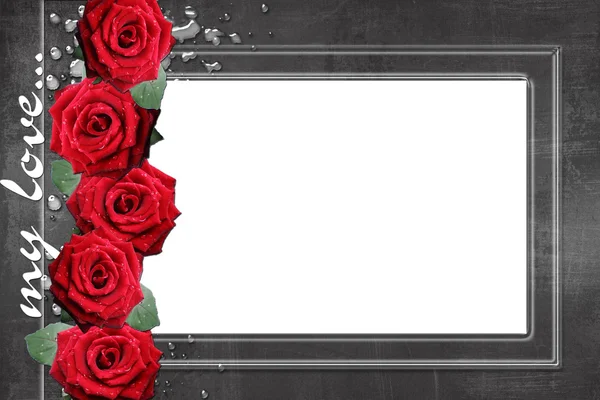 Rám s růží — Stock fotografie