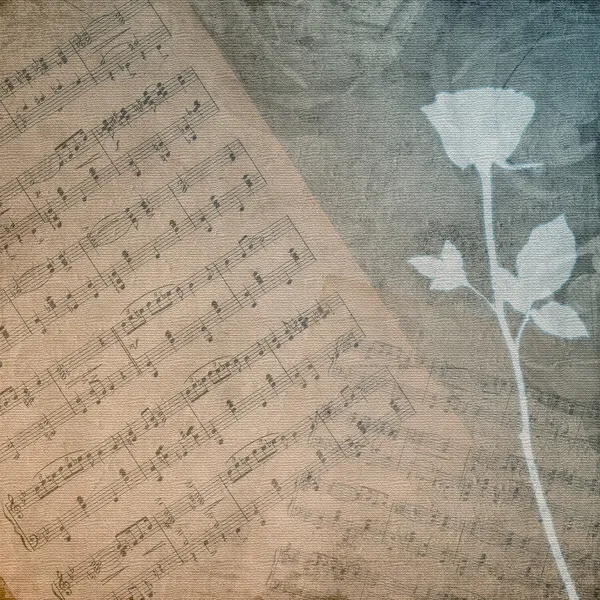 在与玫瑰和 m 的剪影复古风格浪漫背景 — 图库照片