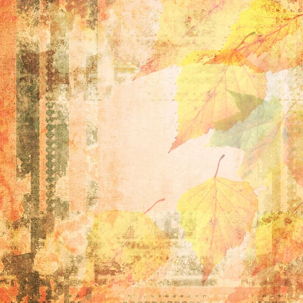 Grunge květinové pozadí s podzimní listí, prostor pro text nebo obrázek — Stock fotografie