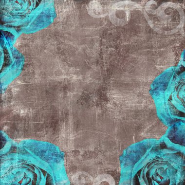 Vintage Floral Grunge Scrapbook Background with rose clipart