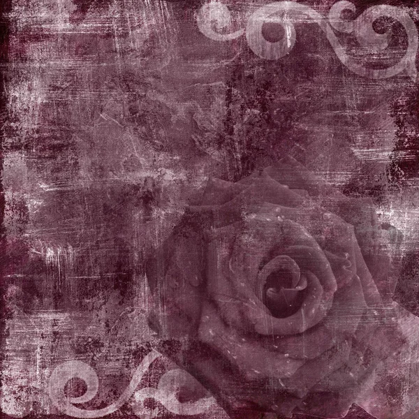 Ročník květinové grunge zápisníku pozadí s růží — Stock fotografie
