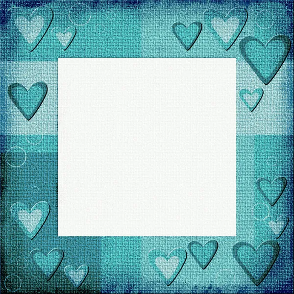 Blå grange ram med hjärtan för design — Stockfoto