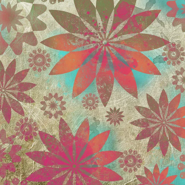Vintage Floral Grunge Scrapbook Background — Stock Photo, Image
