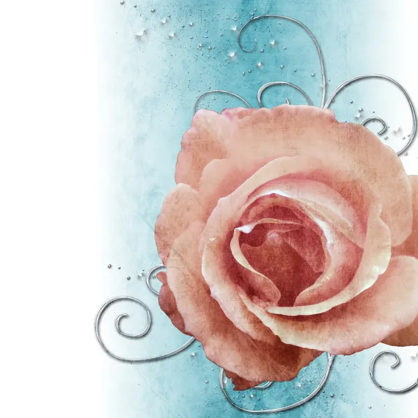 Kunst Blumen Vintage bunten Hintergrund mit Rose — Stockfoto