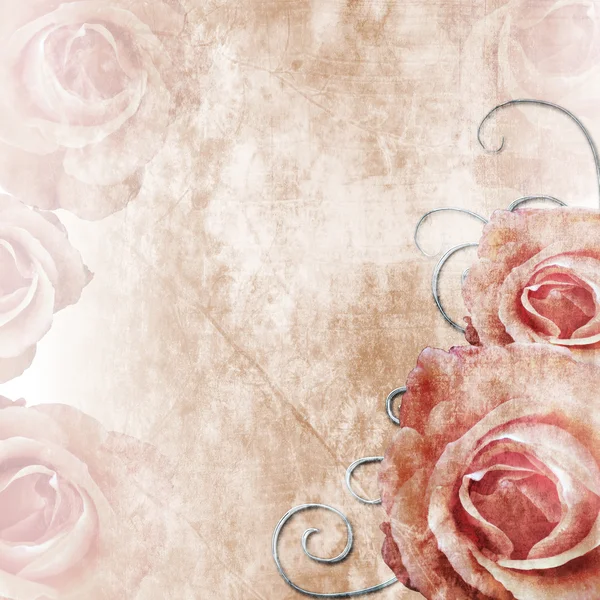 Grunge vackra rosor bakgrund (1 i set) — Stockfoto