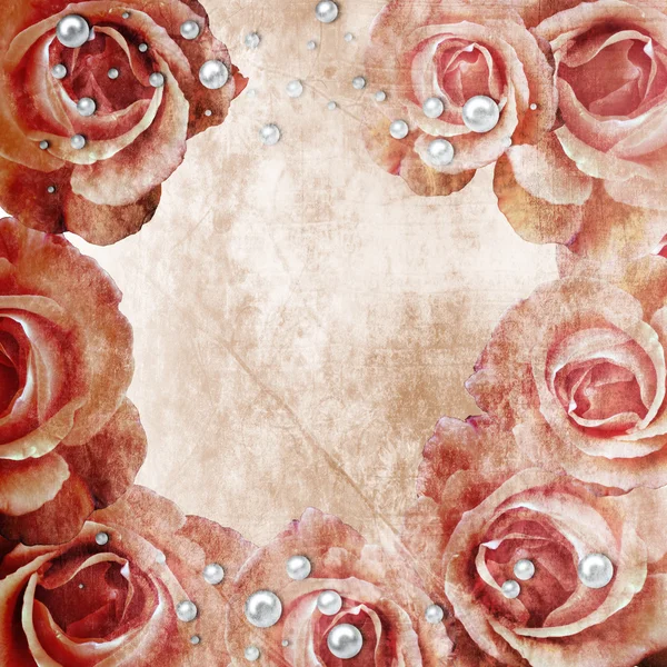 グランジ美しいバラ背景 (1 セットの) — ストック写真