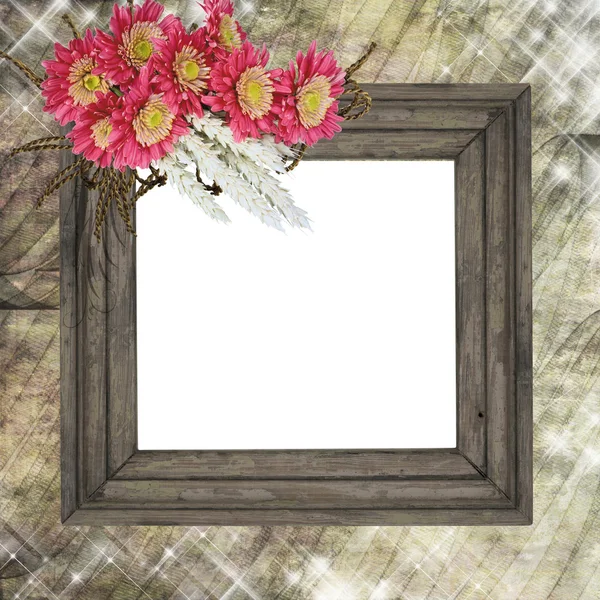 Floral wood frame — Stock Photo, Image