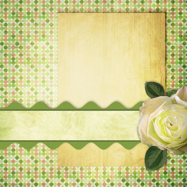 Ročník kartu od starého papíru a růže na pozadí abstraktní — Stock fotografie