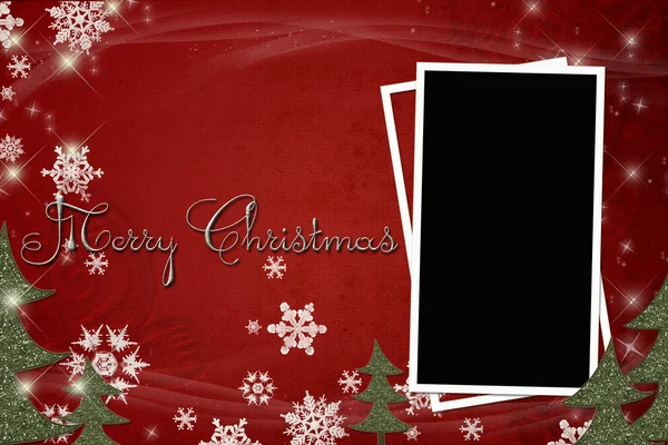 赤のクリスマス/新年イラスト背景/カード — ストック写真
