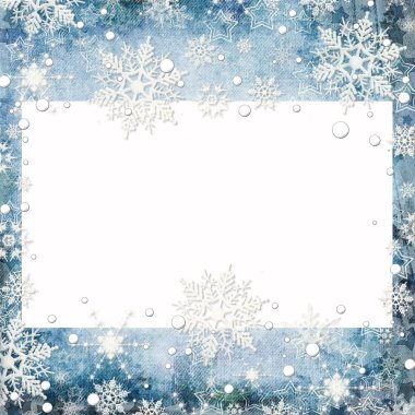 Abstract winter background with snowflakes and place for text clipart