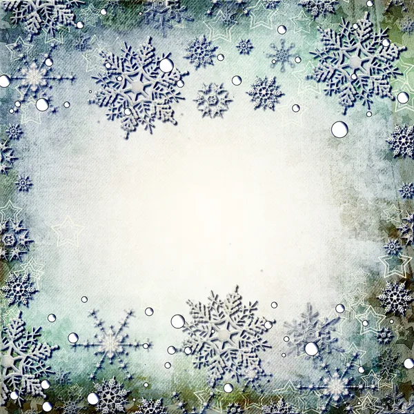 Grunge fundo de inverno com flocos de neve e lugar para texto — Fotografia de Stock