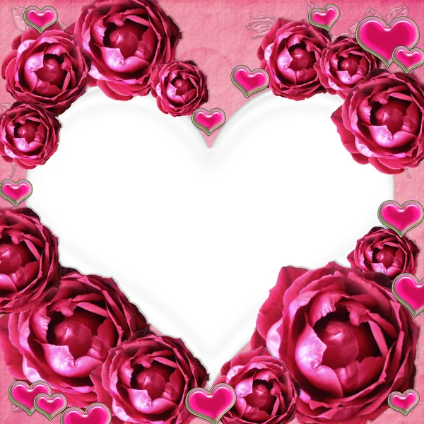 Moldura de coração de rosas — Fotografia de Stock