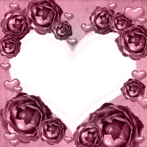 Τριαντάφυλλα καρδιά πλαίσιο — Φωτογραφία Αρχείου