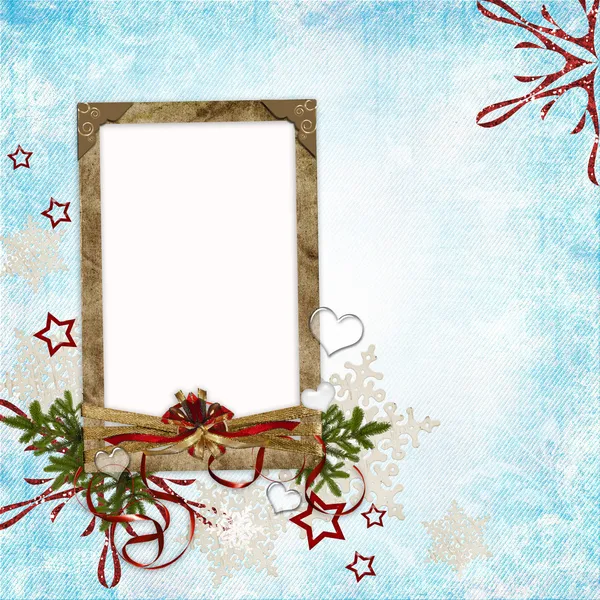 Cartão de Natal em estilo antigo de uma foto, congratulações e — Fotografia de Stock