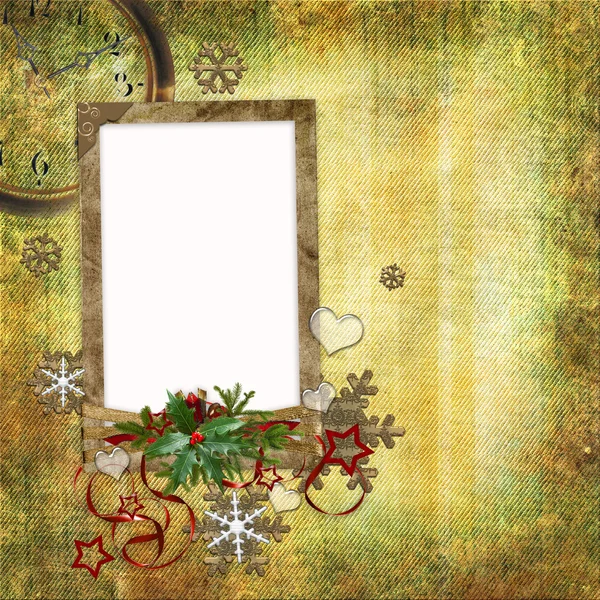 Weihnachtskarte im antiken Stil für ein Foto, Glückwünsche und — Stockfoto