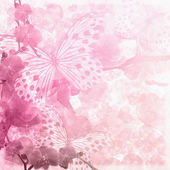Schmetterlinge und Orchideen Blumen rosa Hintergrund