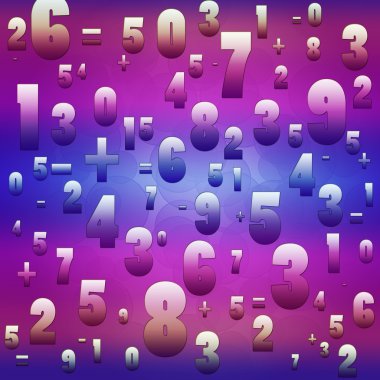 Maths numbers and signs on blue background clipart