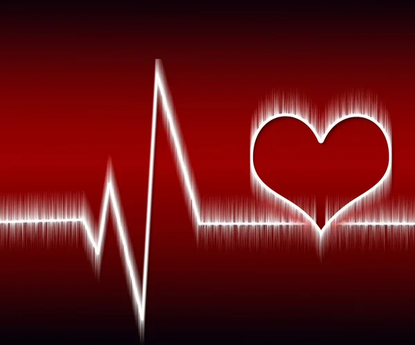 Szív és a szívverés szimbólum a fényvisszaverő felület — Stock Fotó