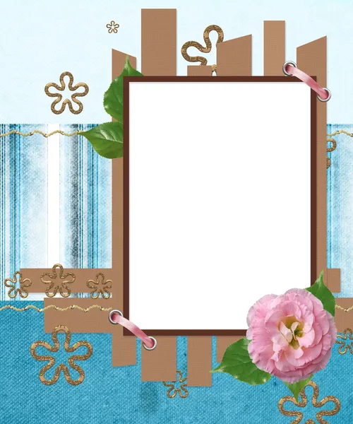 Layout scrapbook moderno em cores azul e marrom com moldura de foto — Fotografia de Stock