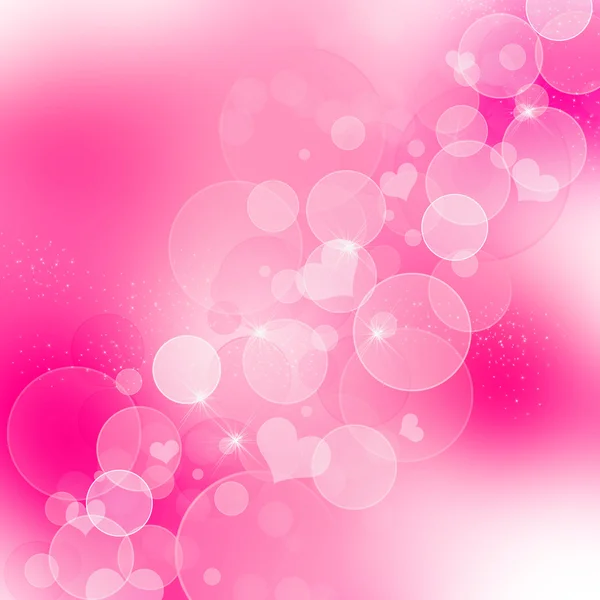 Rosa abstrato romântico fundo com corações e brilho — Fotografia de Stock
