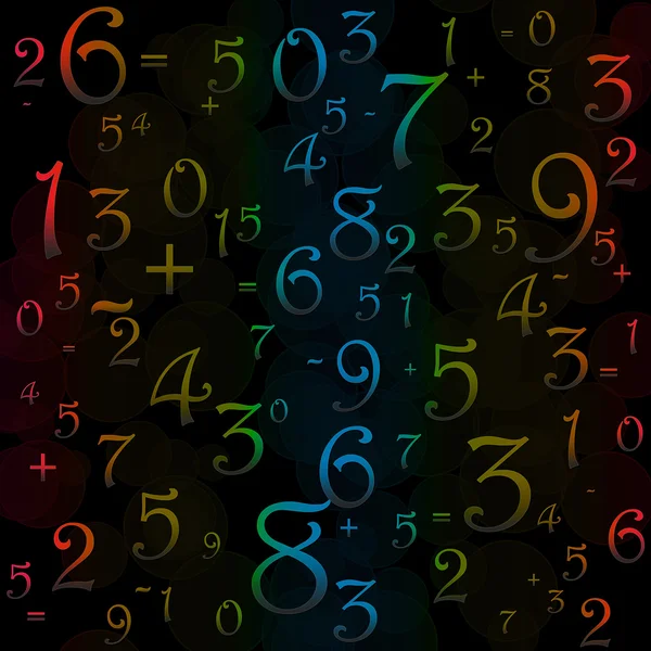 Numeri di matematica e segni su sfondo viola — Foto Stock