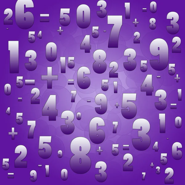 Mathematik Zahlen Und Zeichen Auf Violettem Hintergrund — Stockfoto