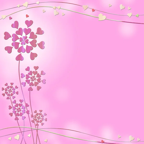 Pink background with hearts and space for text — Stock Photo, Image