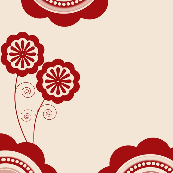 在米色和红色的鲜花背景 — 图库照片