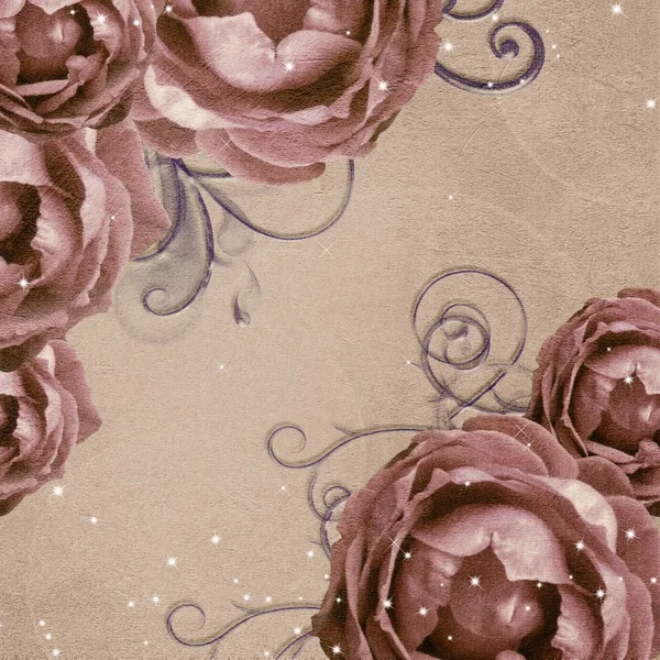 祝贺与玫瑰的元素的背景 — 图库照片