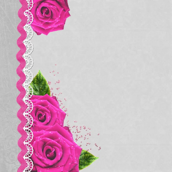 Růžové Růže Pozadí Copyspace Pro Ohraničení Nebo Pozadí — Stock fotografie