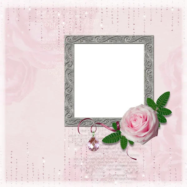 Cornice Nuziale Con Rosa Diamanti — Foto Stock