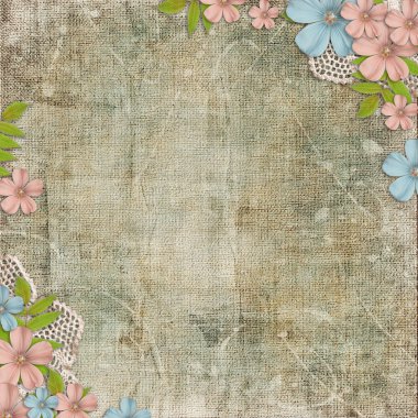 Vintage background with lace and flower composition clipart