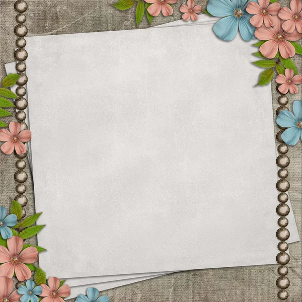 Vintage background with old paper and flower composition. — Stock Photo, Image