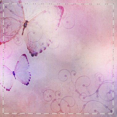 Pastel blue and purple background with butterfly clipart