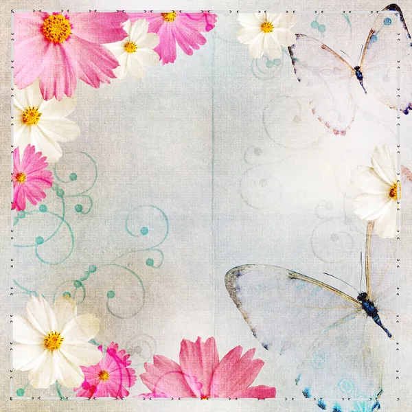 Albüm Kapağı Çiçek Tasarım Kelebekler — Stok fotoğraf