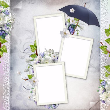 Beautiful frame for three photos clipart