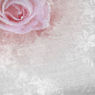 Grunge romantic background with rose