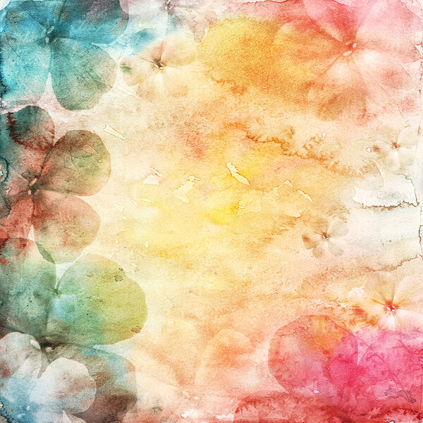Watercolor background with flowers