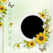 Summer background with frame and flowers (1 of set)