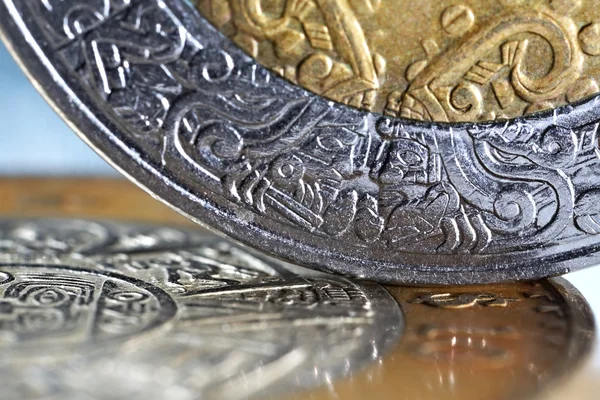 Macro of mexican coins with a selective focus — Stock Photo, Image