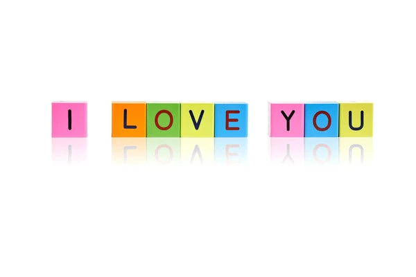 Frase Love You Formado Bloques Letras Madera —  Fotos de Stock