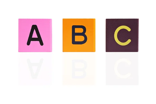 Bloques de letras de madera ABC con reflexión —  Fotos de Stock