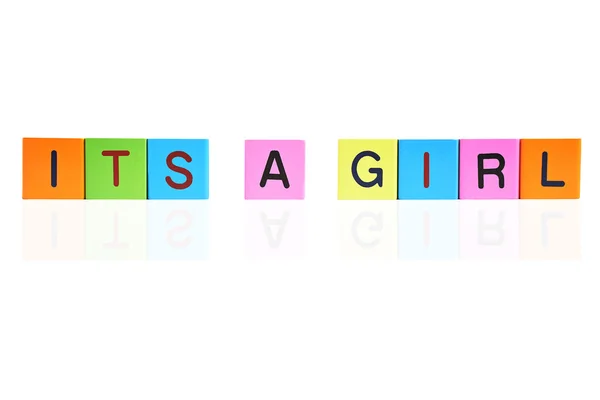 Phrase Its Girl Formed Wooden Letter Blocks — Stock Photo, Image