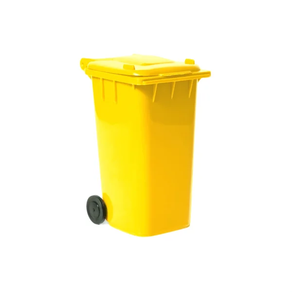 Papelera de reciclaje vacía amarillo — Foto de Stock