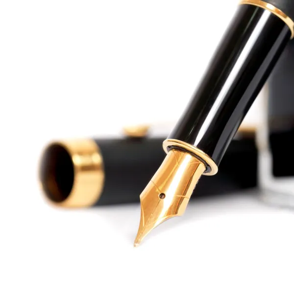 Fountain pen with ink bottle — Stock Photo, Image