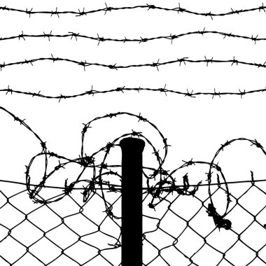 Wired fence with barbed wires clipart