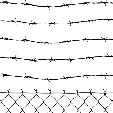 Wired fence with barbed wires clipart