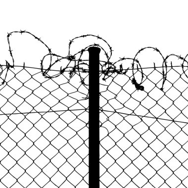 Wired fence with barbed wires clipart